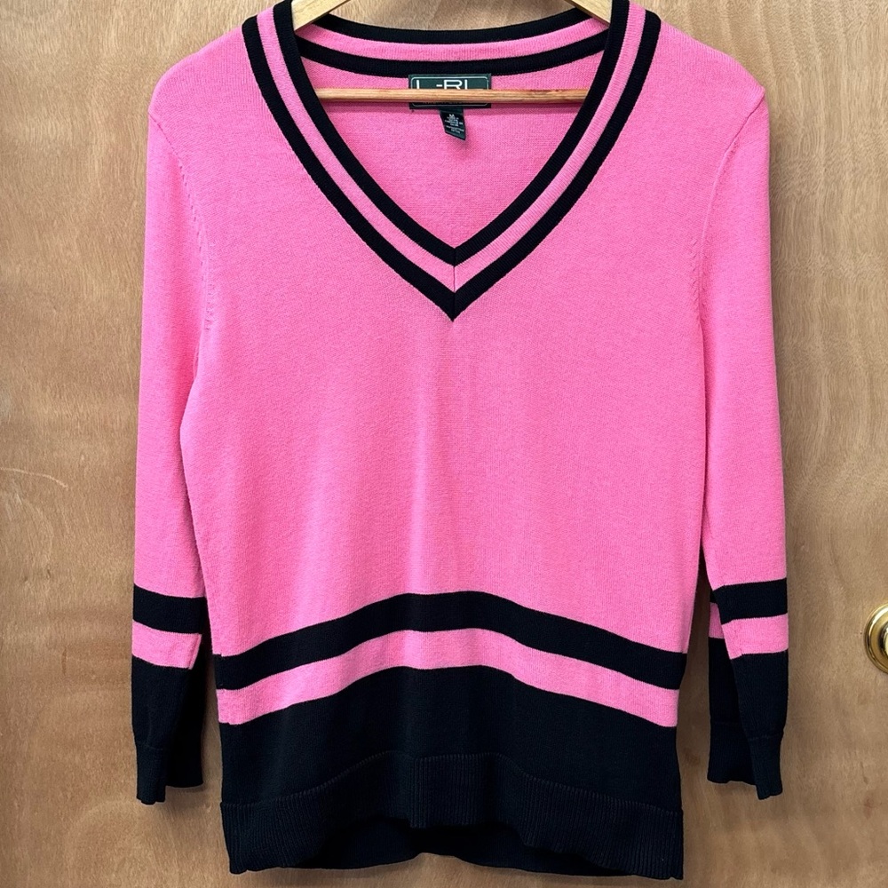 Ralph Lauren Active Barbie Pink V Neck Sweater, medium